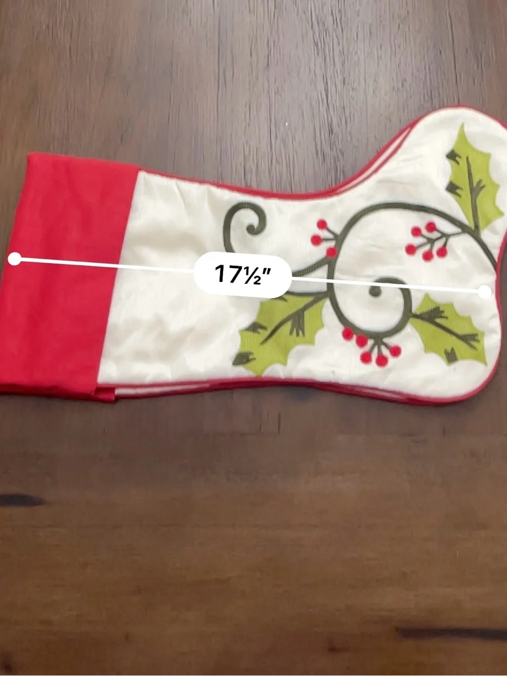 Vintage Festive Red & White Holly Christmas Stockings - Pair